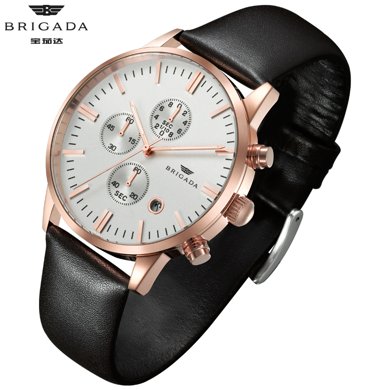 宝茄达brigada 男士手表潮流三眼石英表男表bjd-3017g