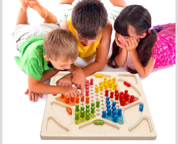 木丸子益智儿童玩具跳棋飞行棋二合一多功棋子木制儿童积木