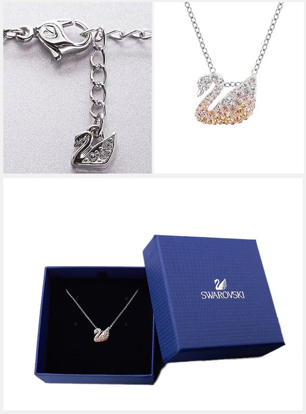 swarovski 施华洛世奇 渐变色人造水晶镶密钻天鹅项链