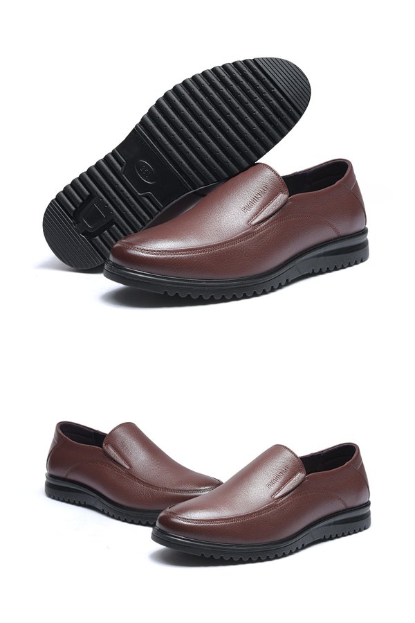 富贵鸟男鞋 头层牛皮男士套脚商务休闲鞋男皮鞋 s809025