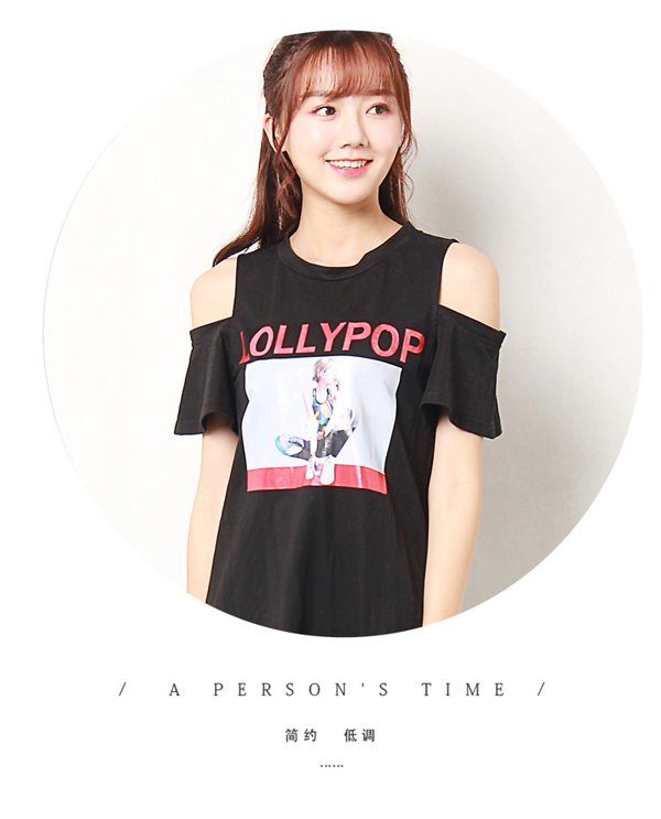 heeto熙图2018时尚露肩中长t恤1262020658